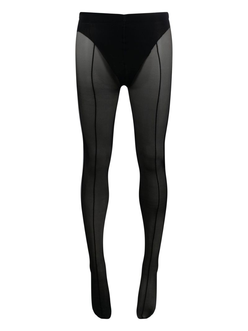 X Mugler Black Mesh-panel Tights