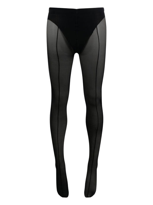 X Mugler Black Mesh-panel Tights