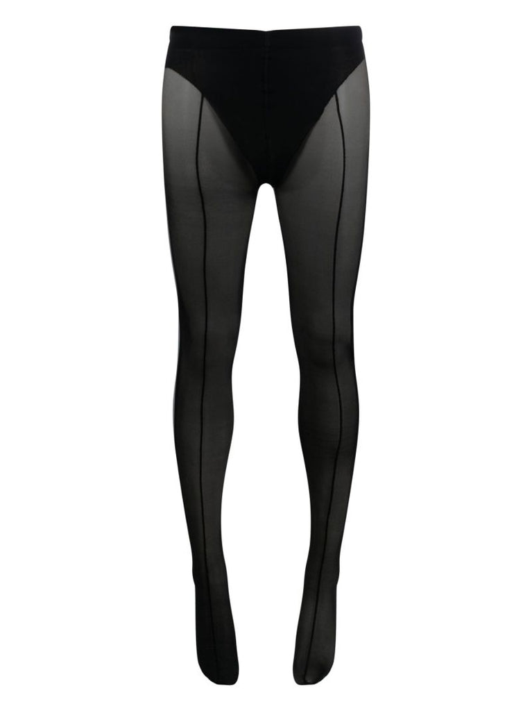X Mugler Black Mesh-panel Tights