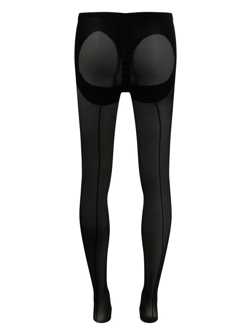 X Mugler Black Mesh-panel Tights