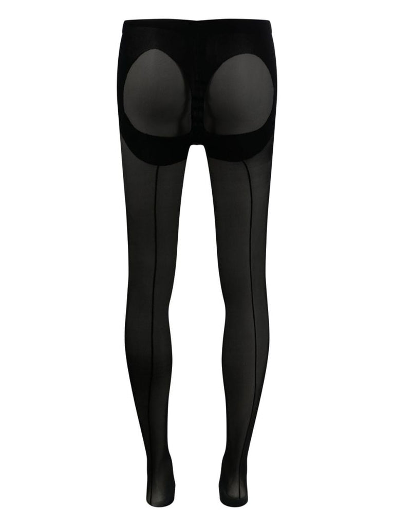 X Mugler Black Mesh-panel Tights