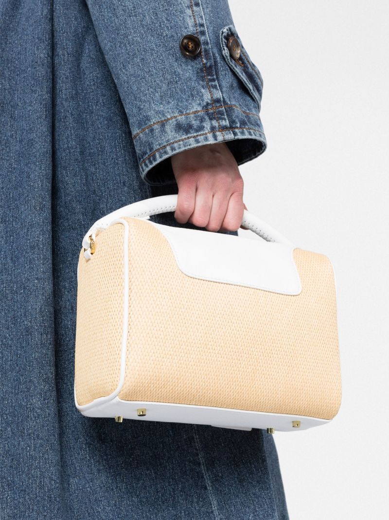 Beige Treasure Straw Top Handle Bag