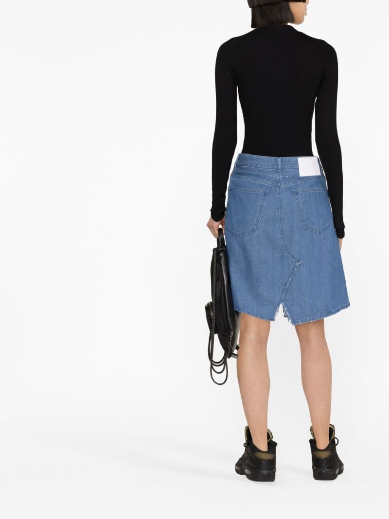 Blue Front Slit Denim Skirt