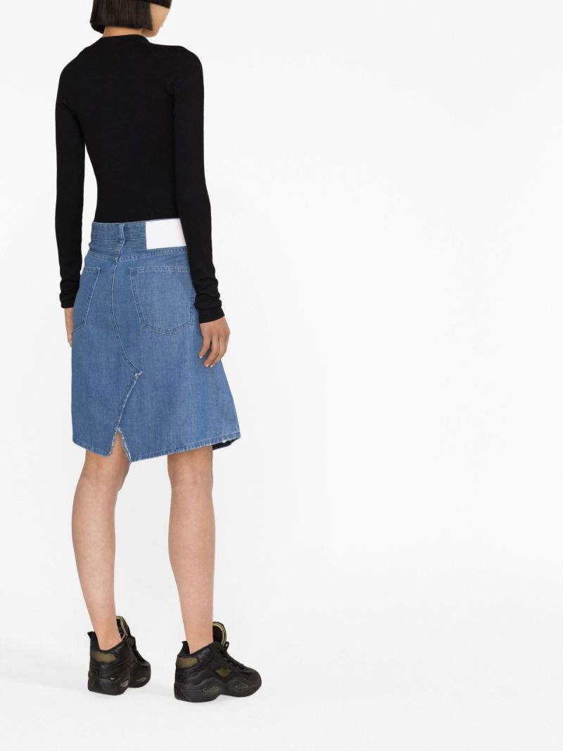 Blue Front Slit Denim Skirt