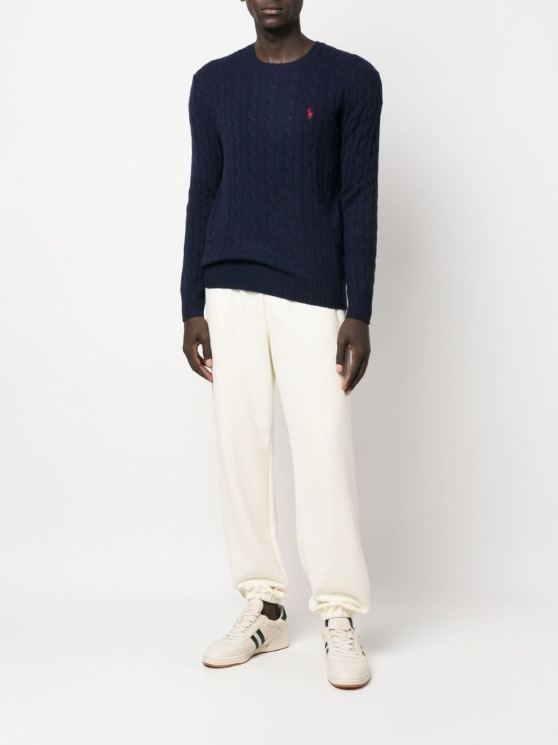 Blue Cable Knit Wool Sweater