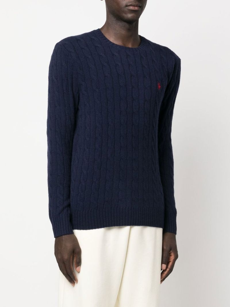 Blue Cable Knit Wool Sweater