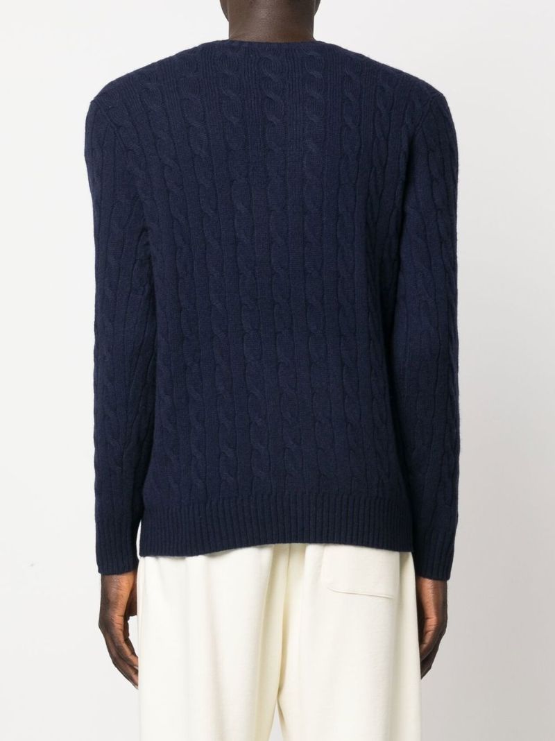 Blue Cable Knit Wool Sweater