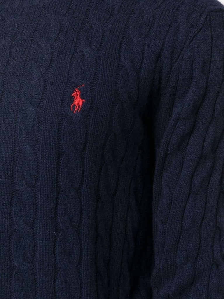 Blue Cable Knit Wool Sweater