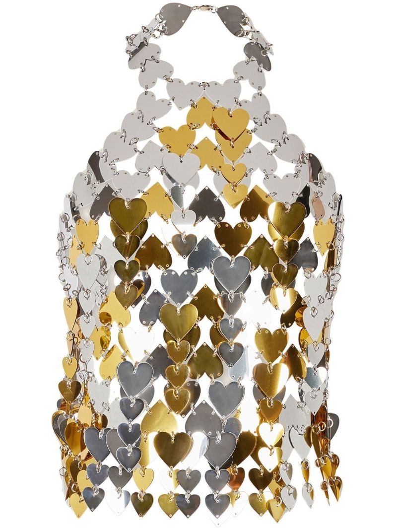 Silver and Gold-tone Chain-link Halterneck Top