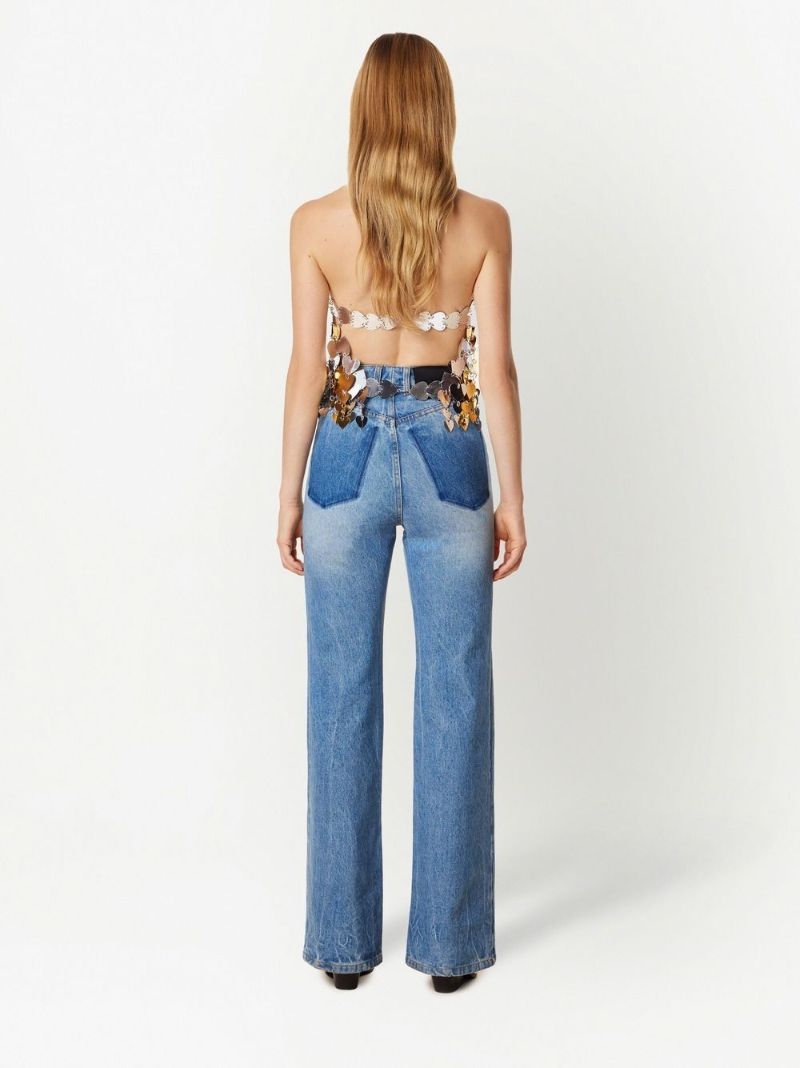 Silver and Gold-tone Chain-link Halterneck Top