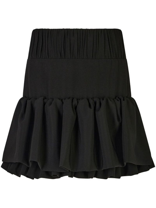 Black Layered Ruffled Mini Skirt
