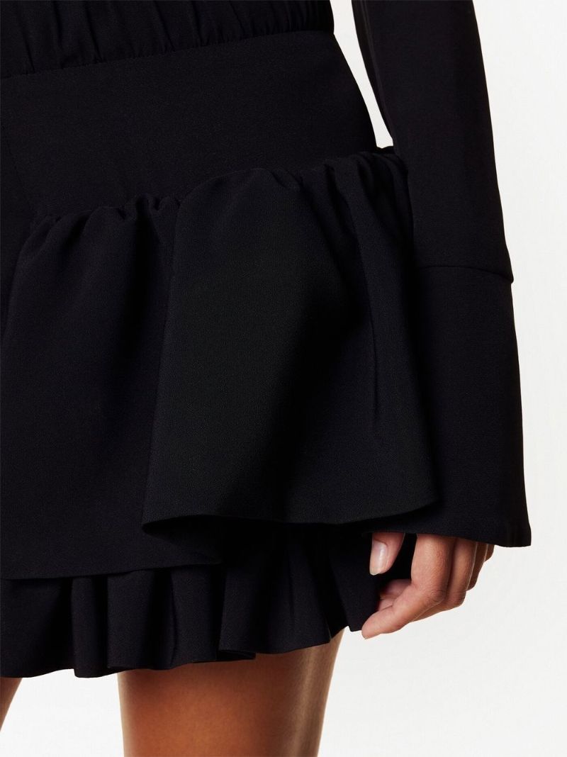 Black Layered Ruffled Mini Skirt