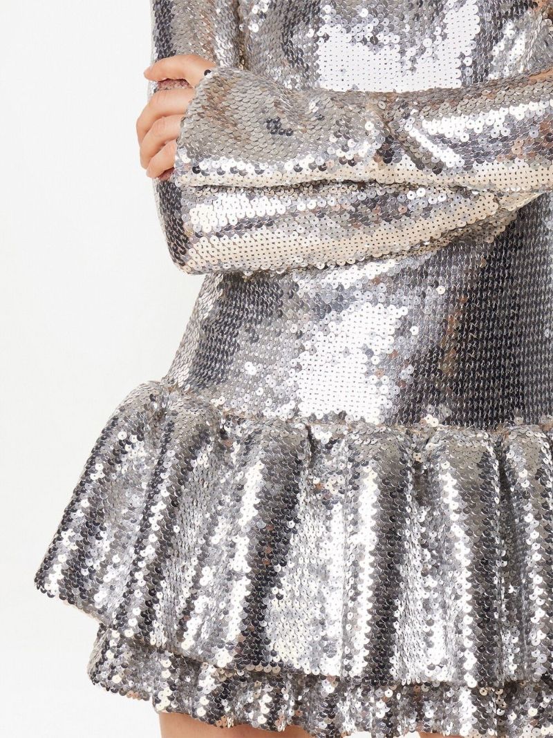 Silver-tone Sequin Embellished Dress