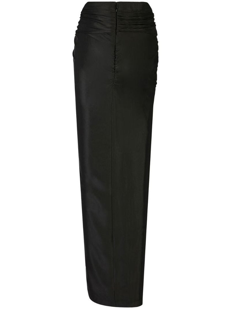 Black Crystal-embellished Draped Skirt
