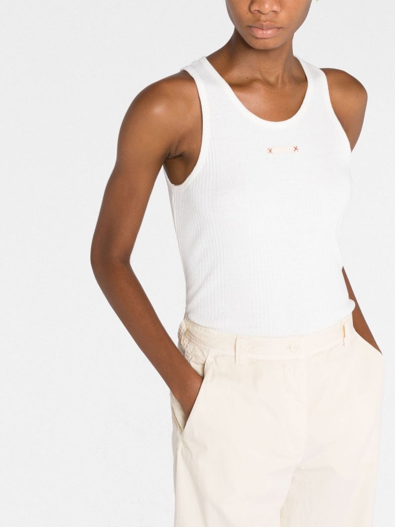 Ecru Fancy Ribbed Tank Top
