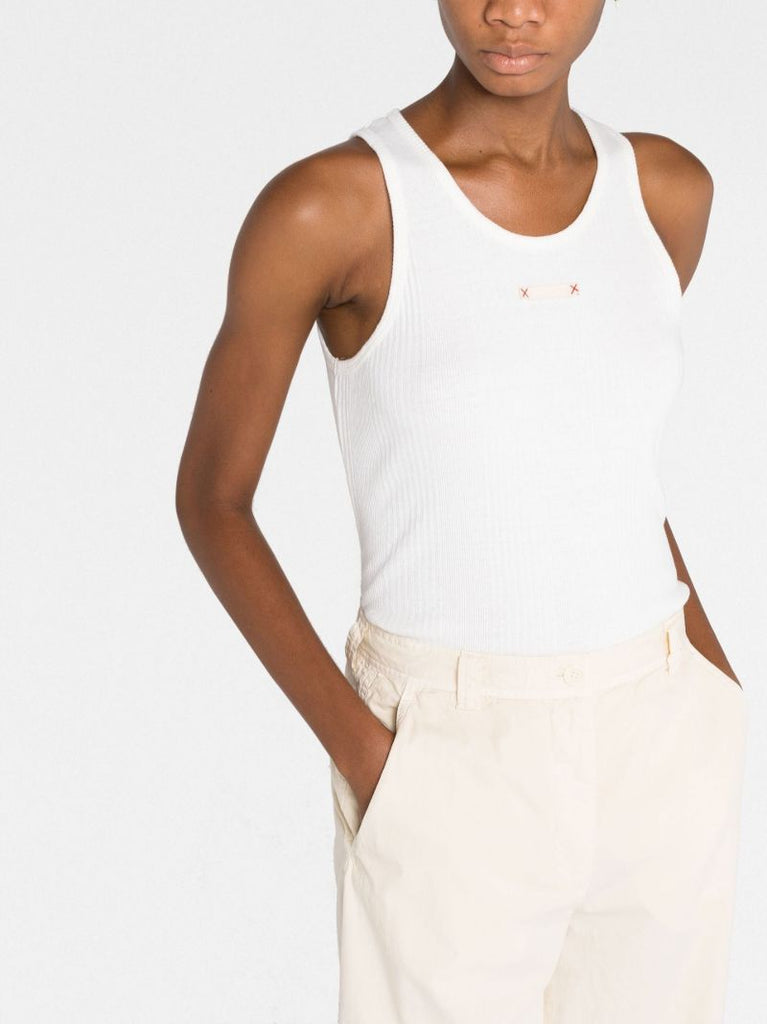 Ecru Fancy Ribbed Tank Top