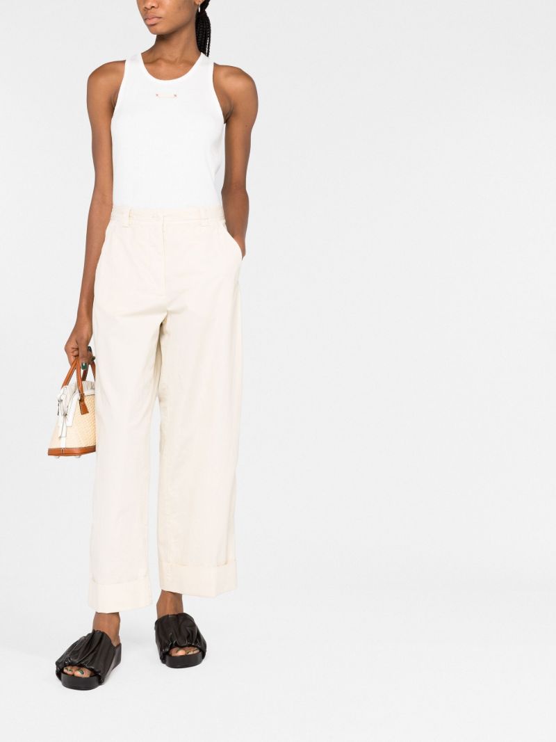 Ecru Fancy Ribbed Tank Top