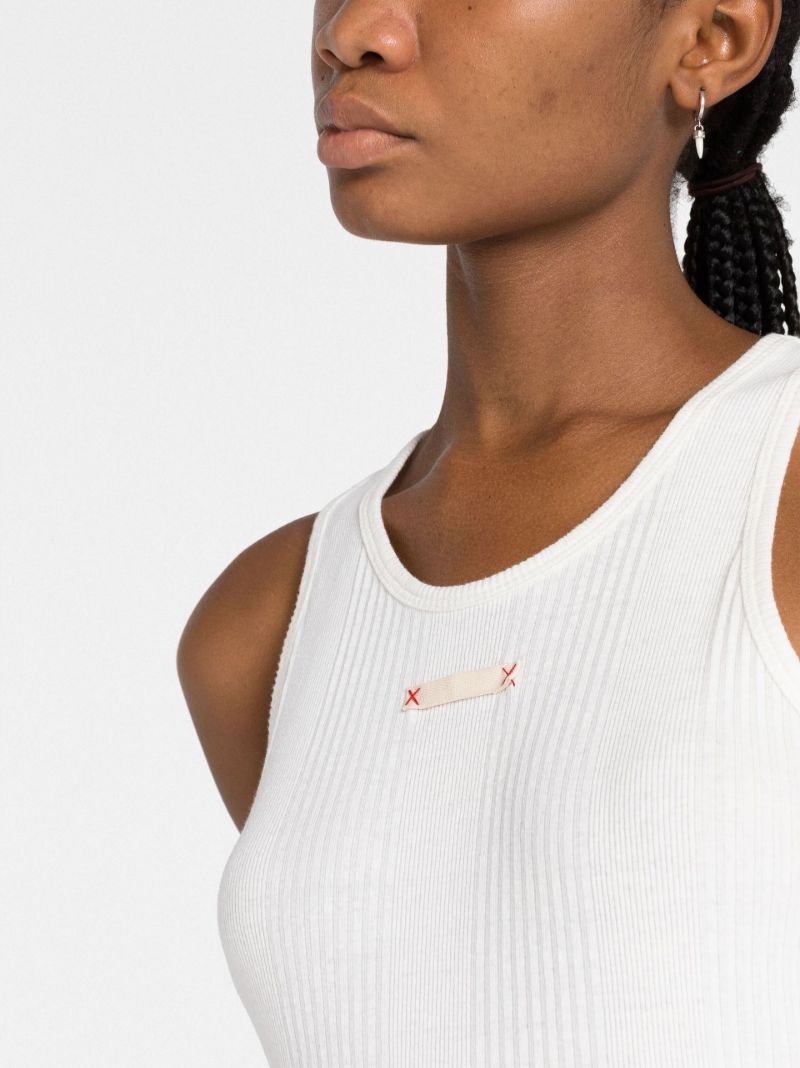 Ecru Fancy Ribbed Tank Top