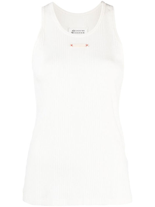 Ecru Fancy Ribbed Tank Top