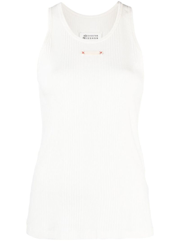 Ecru Fancy Ribbed Tank Top