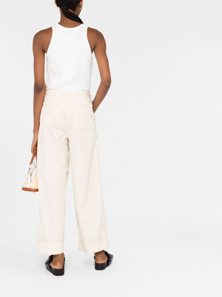 Ecru Fancy Ribbed Tank Top