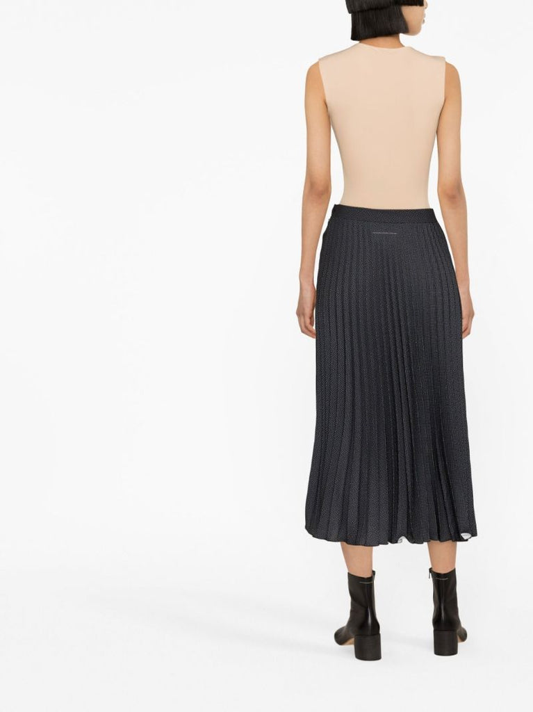 Black Graphic Print Pleated Skirt