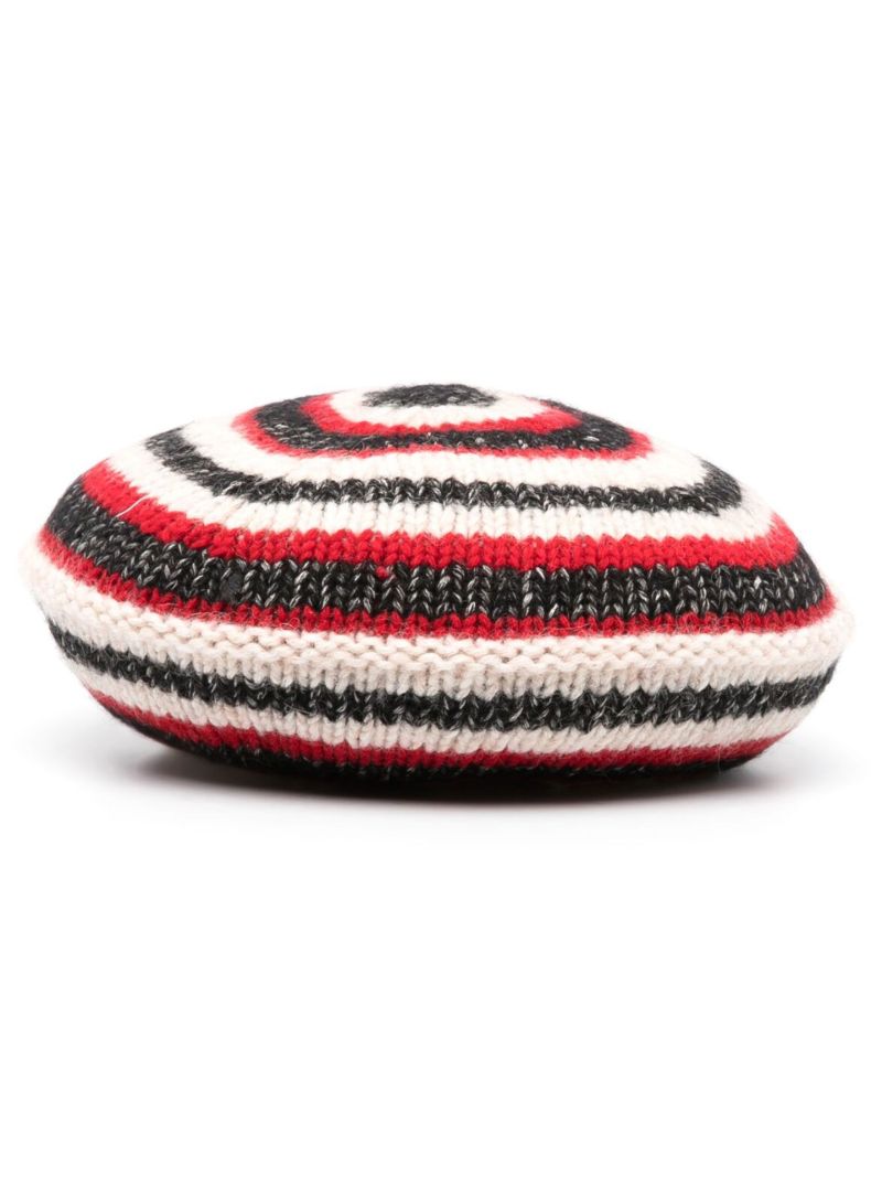 Black Ribbed-knit Beret