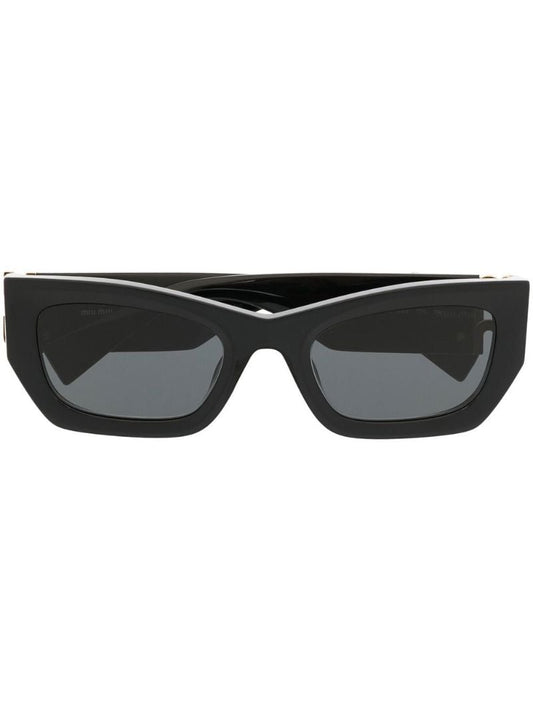 Black Logo Plaque Rectangle Frame Sunglasses