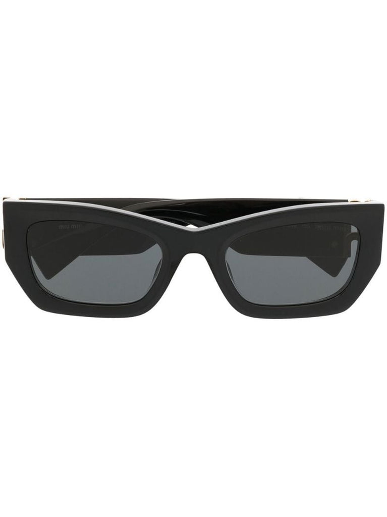 Black Logo Plaque Rectangle Frame Sunglasses