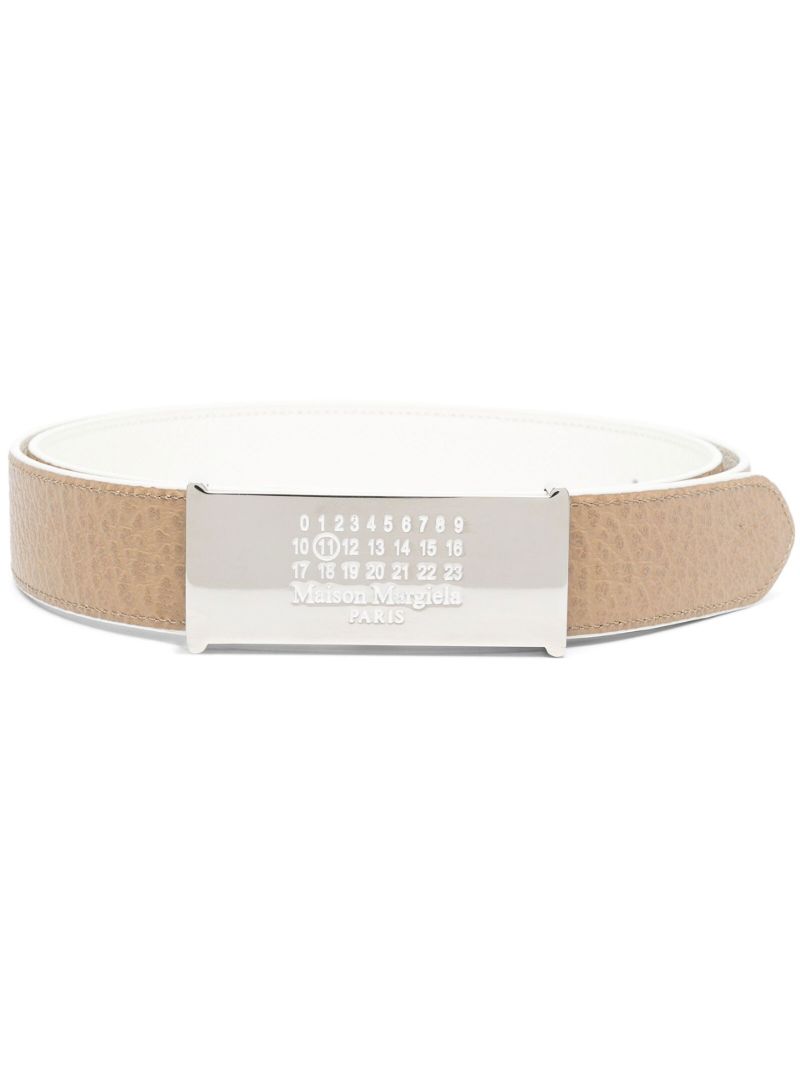 Neutral Number Logo Leather Belt