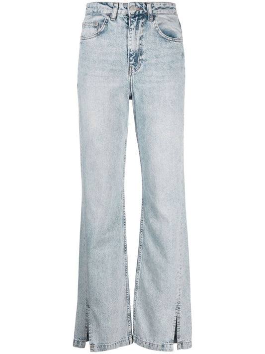 Blue Split Hem Flared Jeans