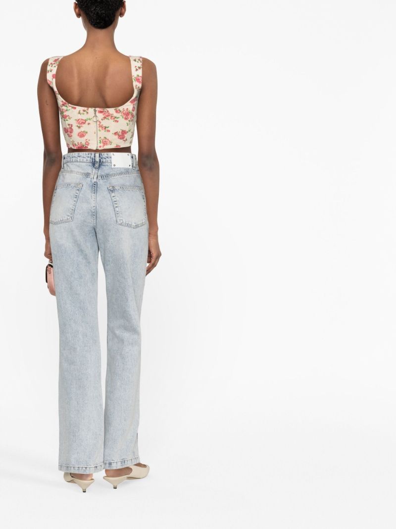 Blue Split Hem Flared Jeans