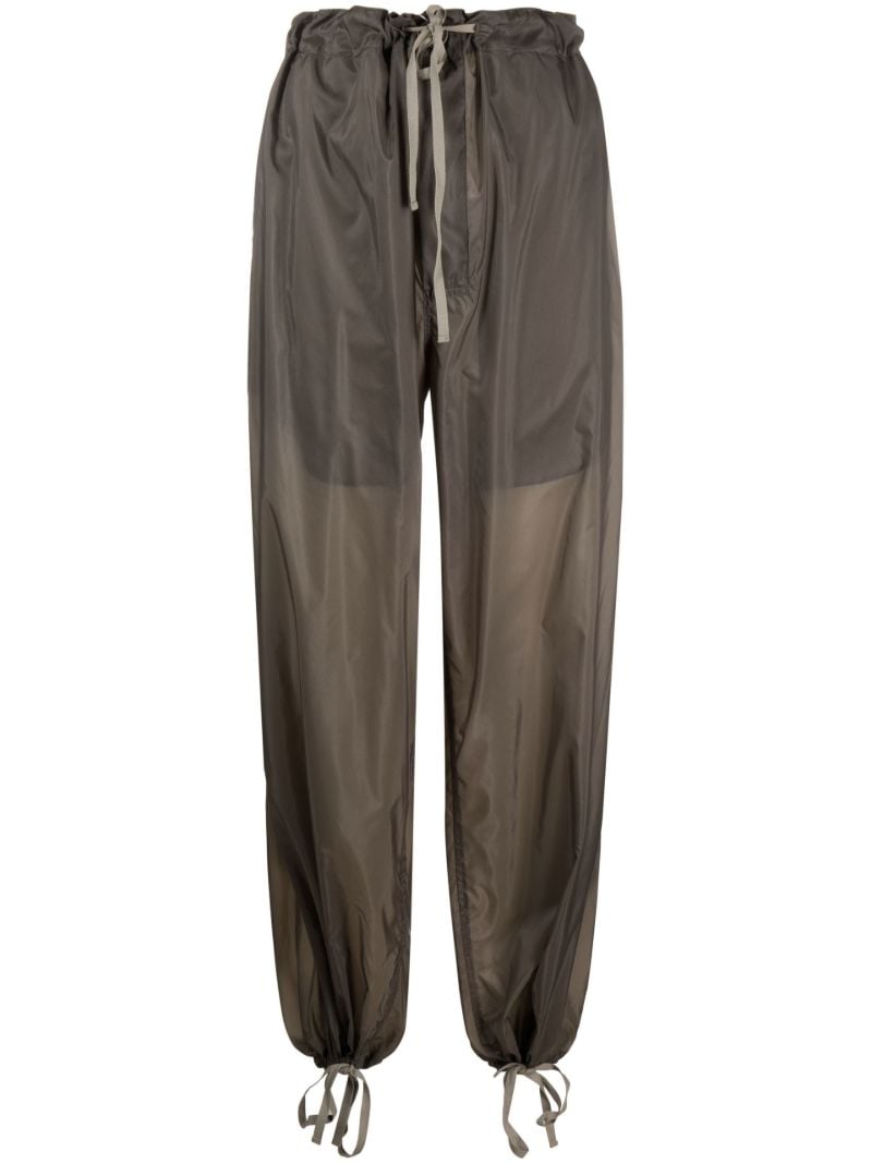 Grey High-waisted Drawstring Silk Trousers