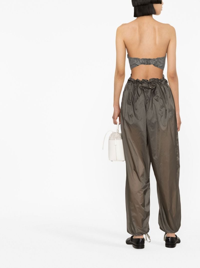Grey High-waisted Drawstring Silk Trousers