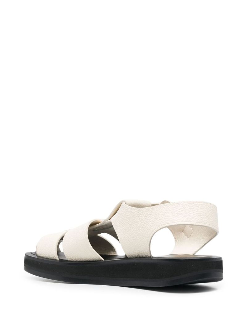 White Grained Leather Fisherman Sandals