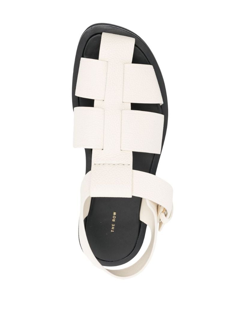 White Grained Leather Fisherman Sandals