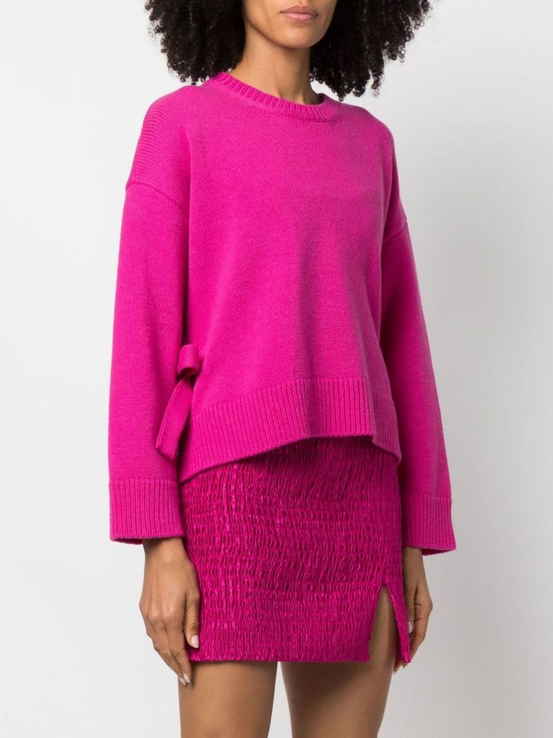Pink Bow-detail Wool Sweater