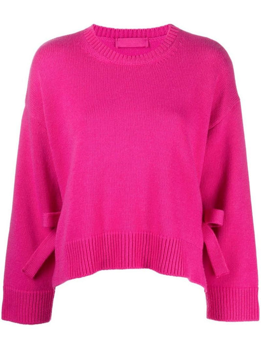 Pink Bow-detail Wool Sweater
