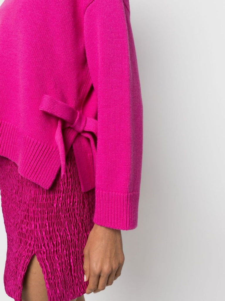 Pink Bow-detail Wool Sweater