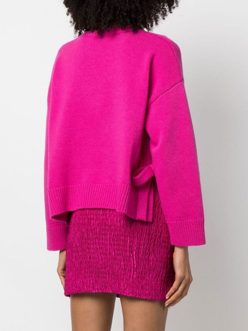 Pink Bow-detail Wool Sweater