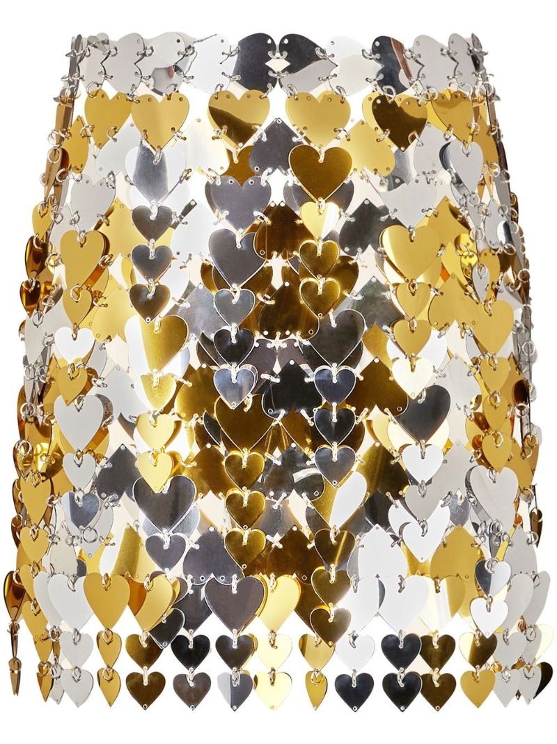 Gold-tone Heart Chainmail Mini Skirt