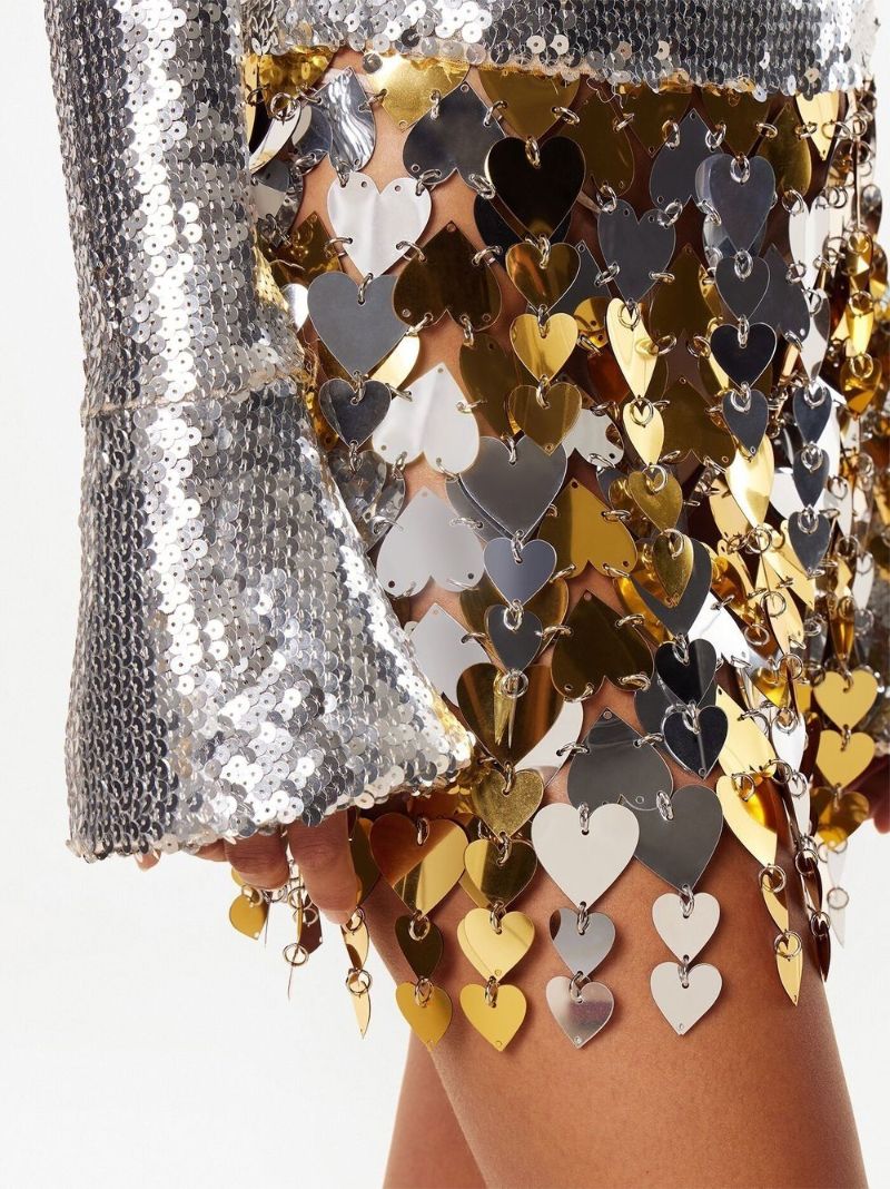 Gold-tone Heart Chainmail Mini Skirt