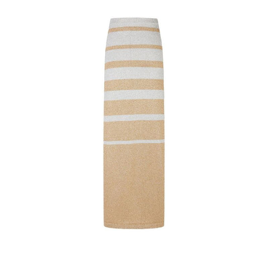 Neutral Striped Knit Maxi Skirt