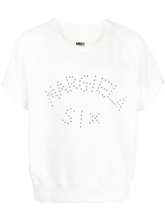 White Logo-embellished Cotton Sweatshirt