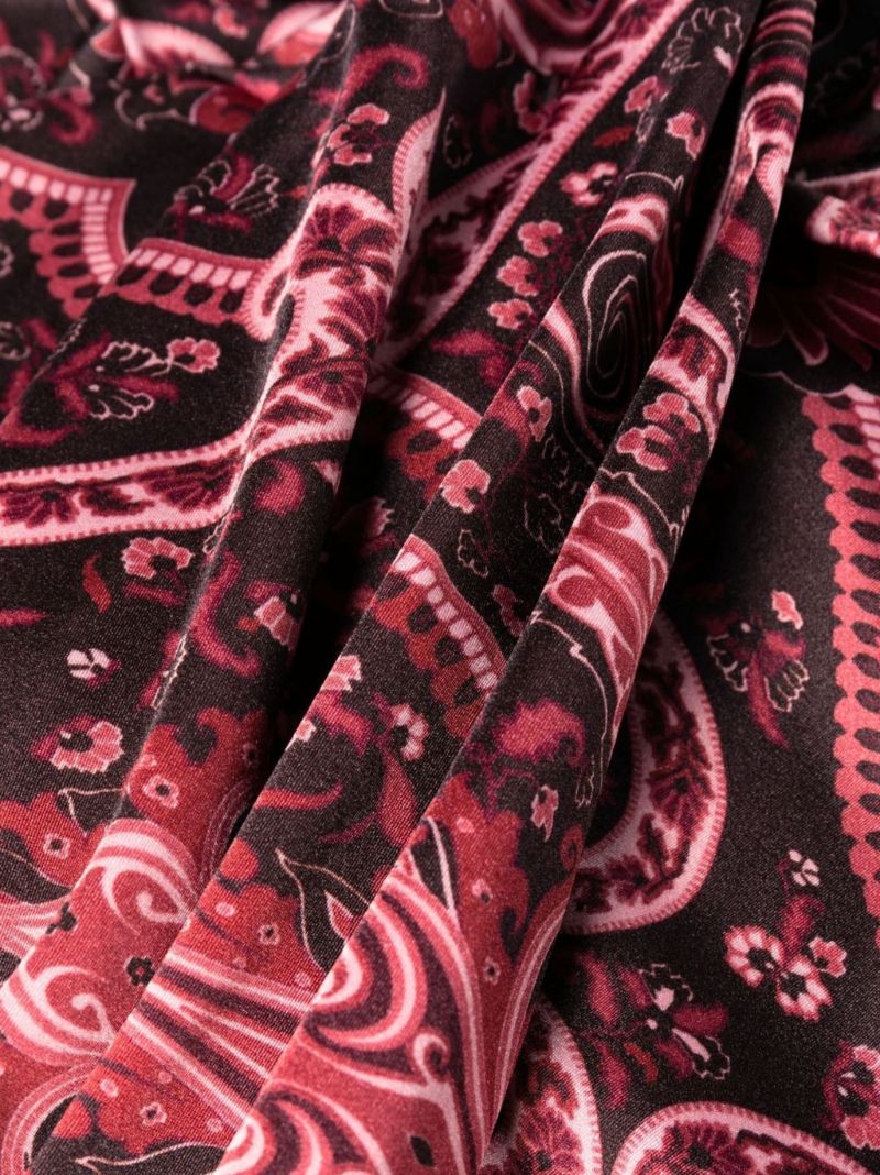 Red Paisley Print One-shoulder Dress
