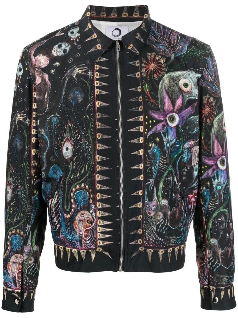 Black Altered States Graphic Print Jacket