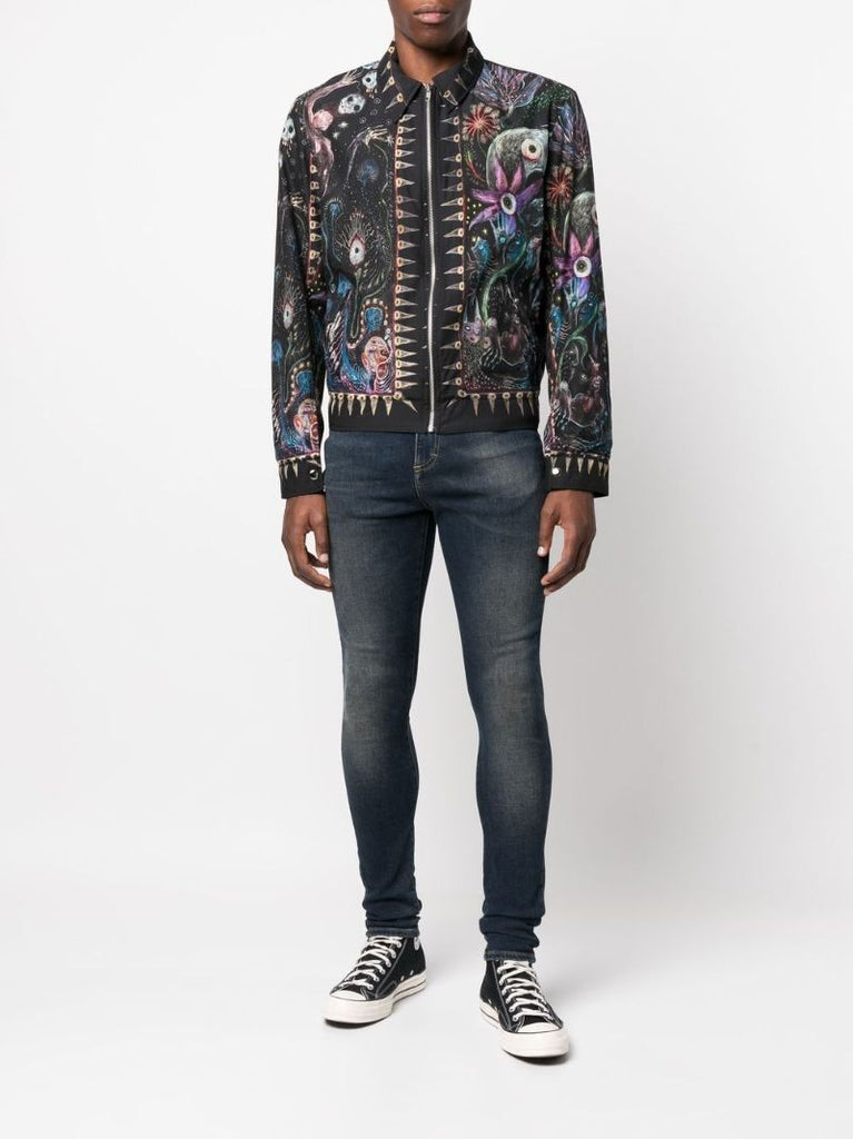 Black Altered States Graphic Print Jacket