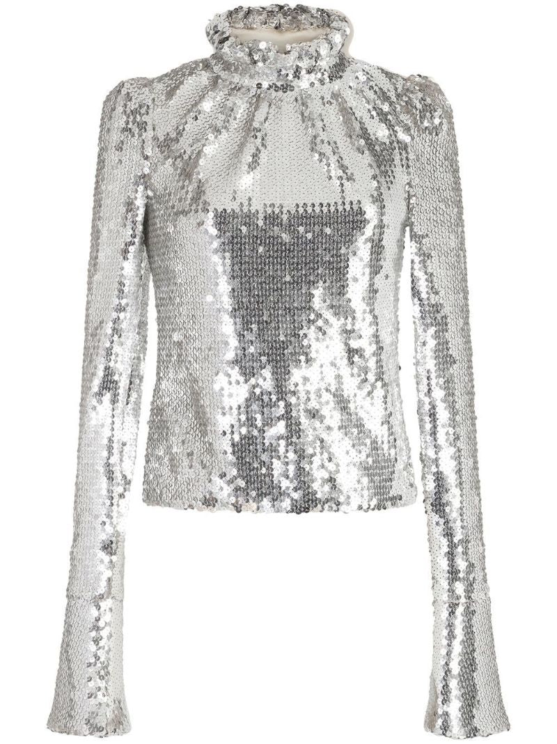 Silver Sequin-embellished Top