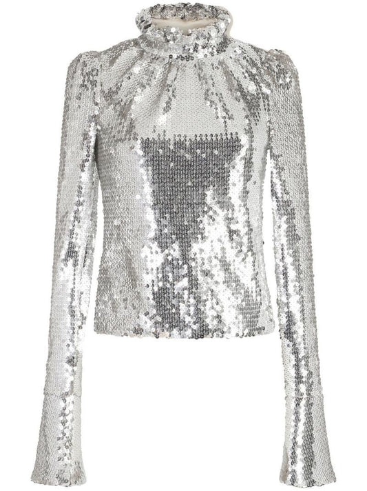 Silver Sequin-embellished Top