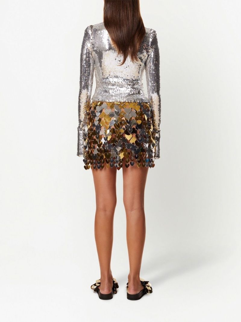 Silver Sequin-embellished Top